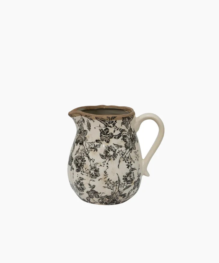 Black Floral Jug Small
