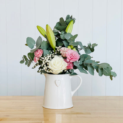 Ceramic White Heart Jug