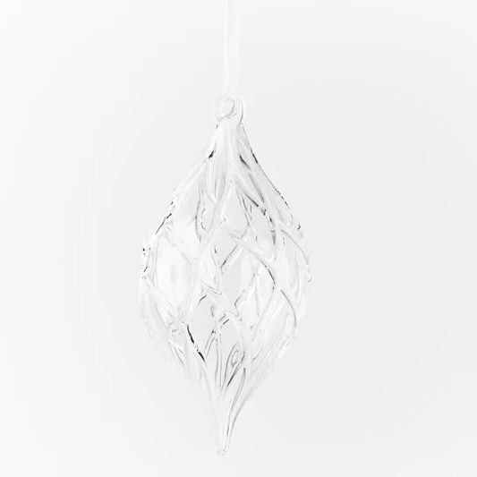 Christmas Ornament - Clear Glass Weave Finial