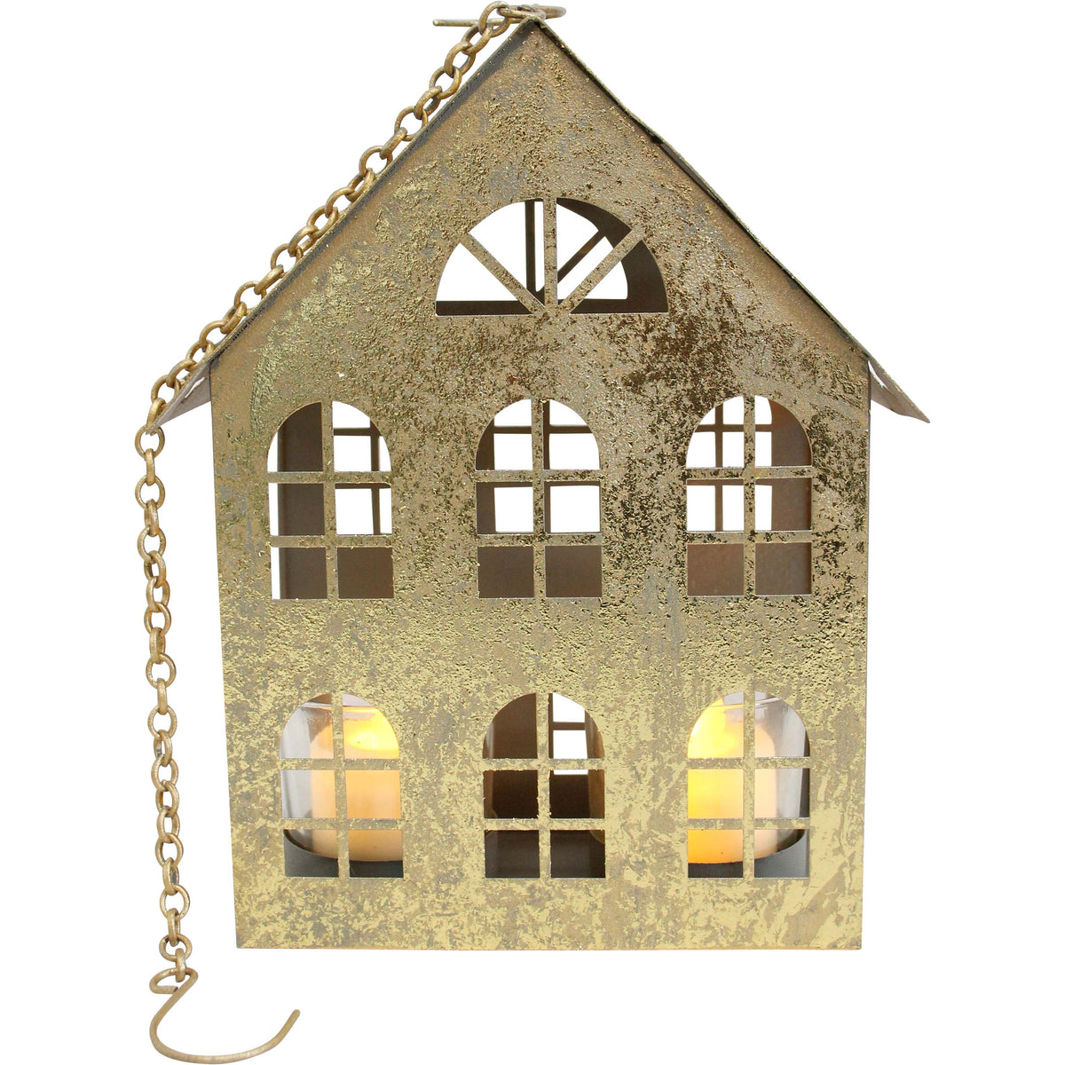 Christmas - Gold Tea Light Houses