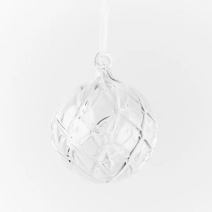 Christmas Ornament - Clear Glass Weave Ball