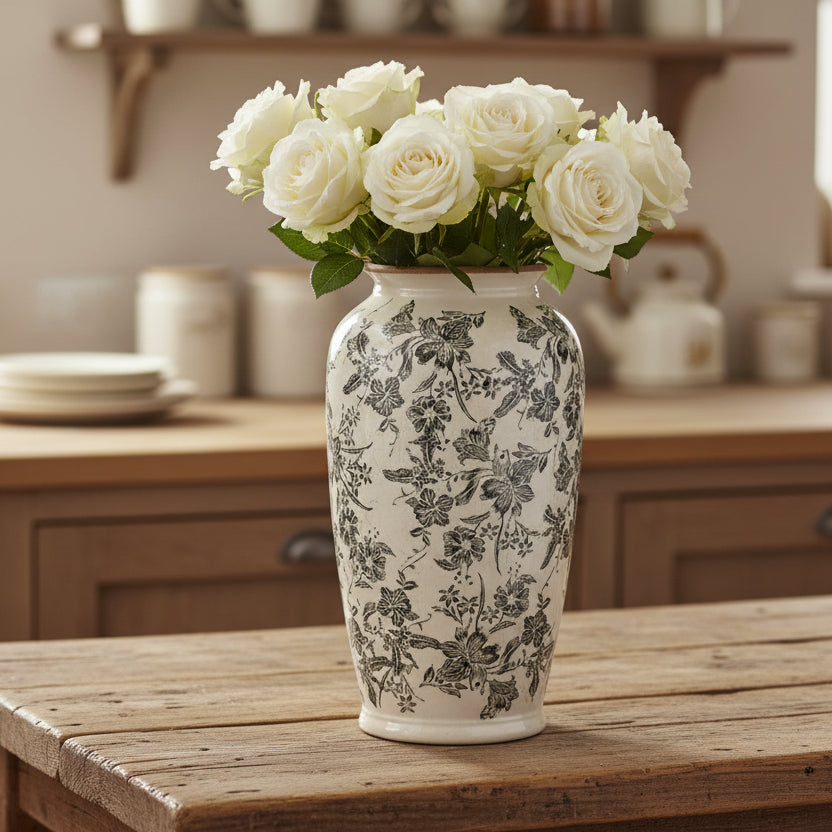 Black Floral Vase Large