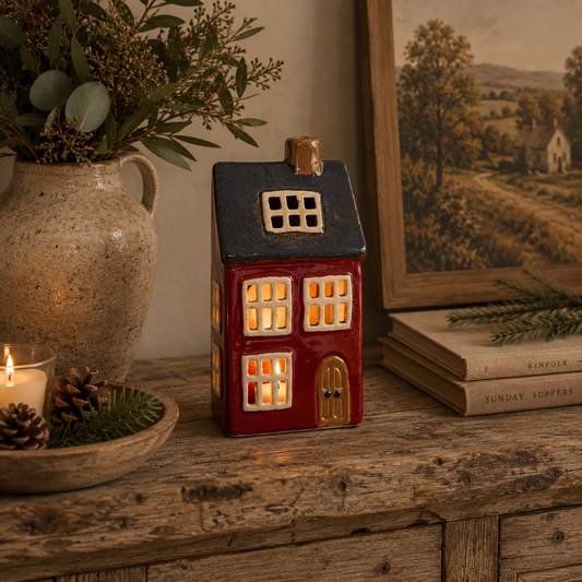 Alsace Tea Light House - Navy Roof