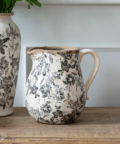 Black Floral Jug Small
