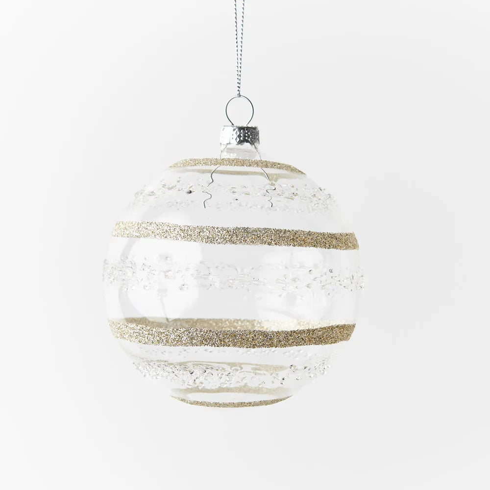 Glitter Ball Ornament - Champagne